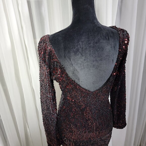 SHEIN Black (Burgundy/Maroon Shimmer) Sequin Dress - Picture 3 of 10